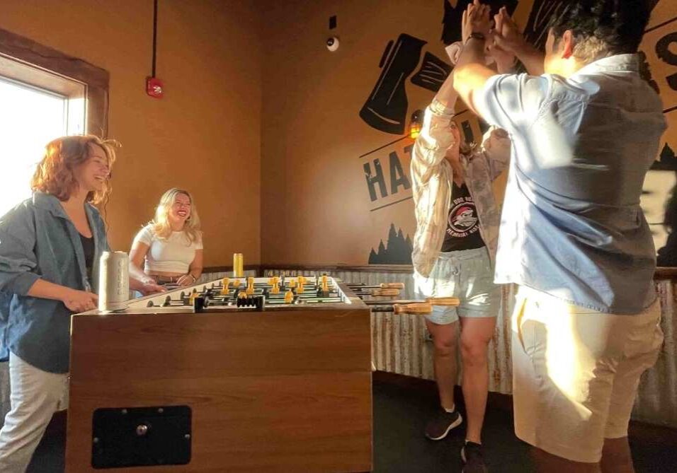 In between throwing axes, challenge your friends in foosball at Hatchet House of Bemidji